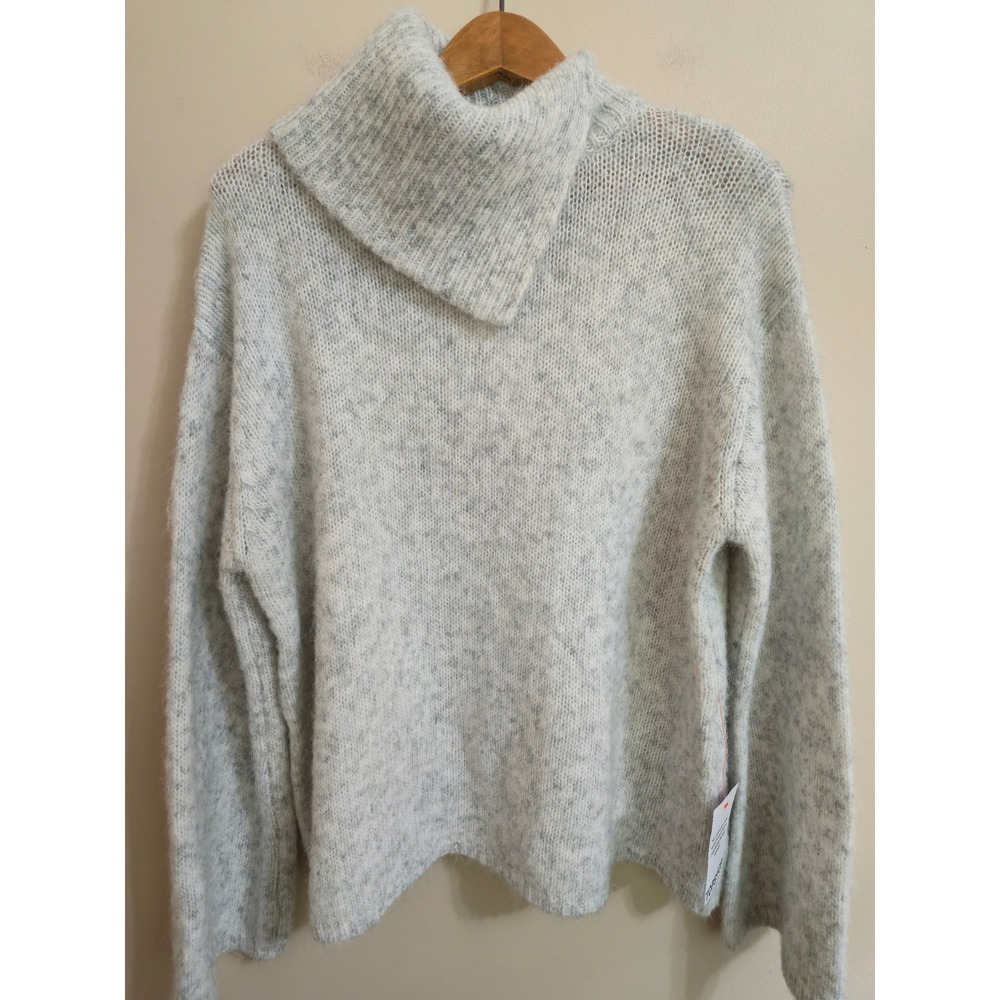 Topshop Womens M Gray Knit Split Funnel Neck Sweater Oversized Boxy NWT - Picture 4 of 15